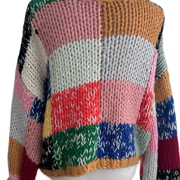 Colorful and Bold Patchwork Knit Sweater - Picture 7 of 16